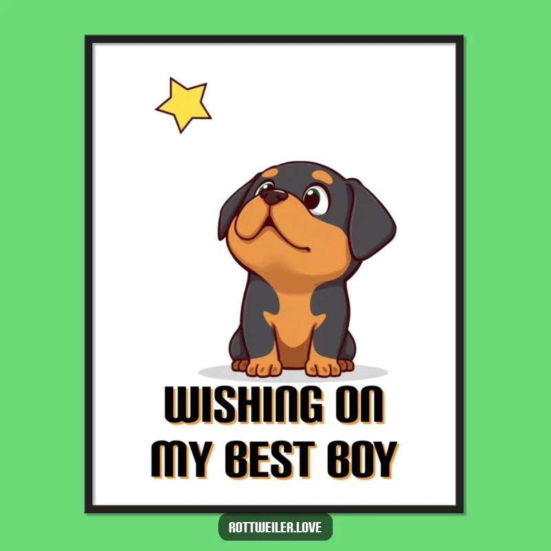 Free Printable Surprised Rottweiler Wall Art: Falling Star Downloadable Decor