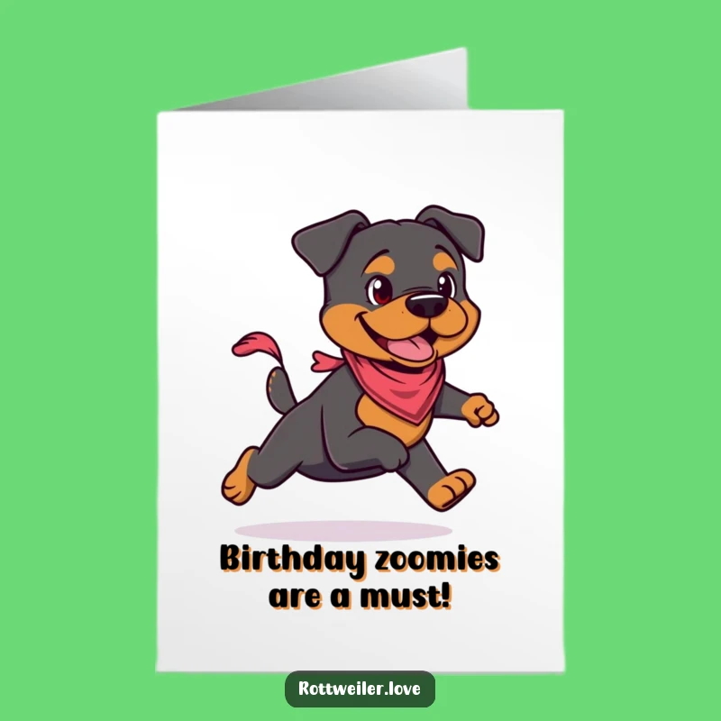 Free Printable Birthday Card: Energetic Rottweiler in Bandana for a Fast & Fun Celebration