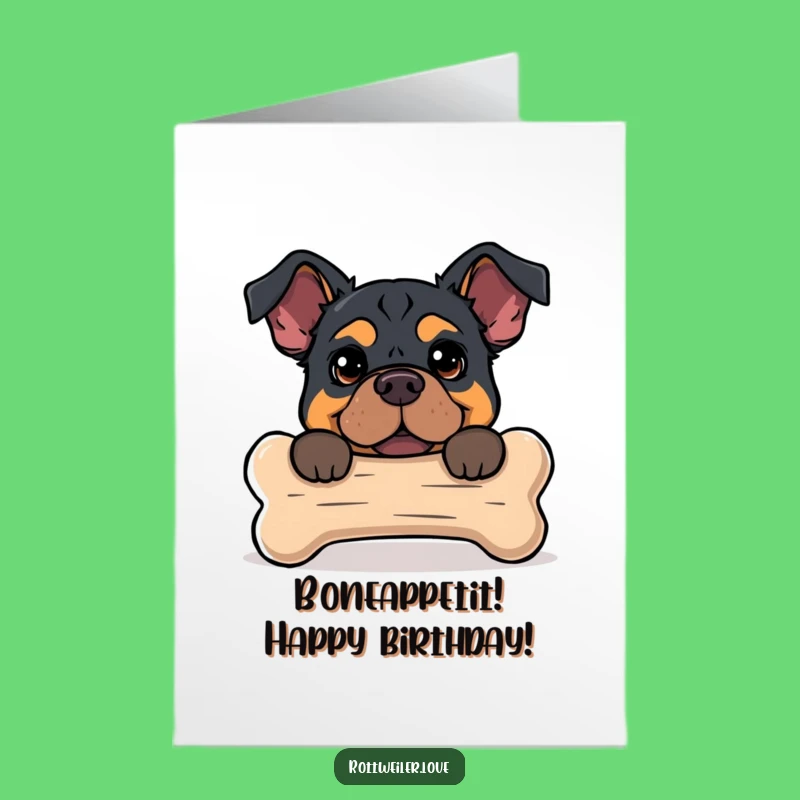 Free Printable Rottweiler Birthday Card: Bone Surprise for a Happy Day!