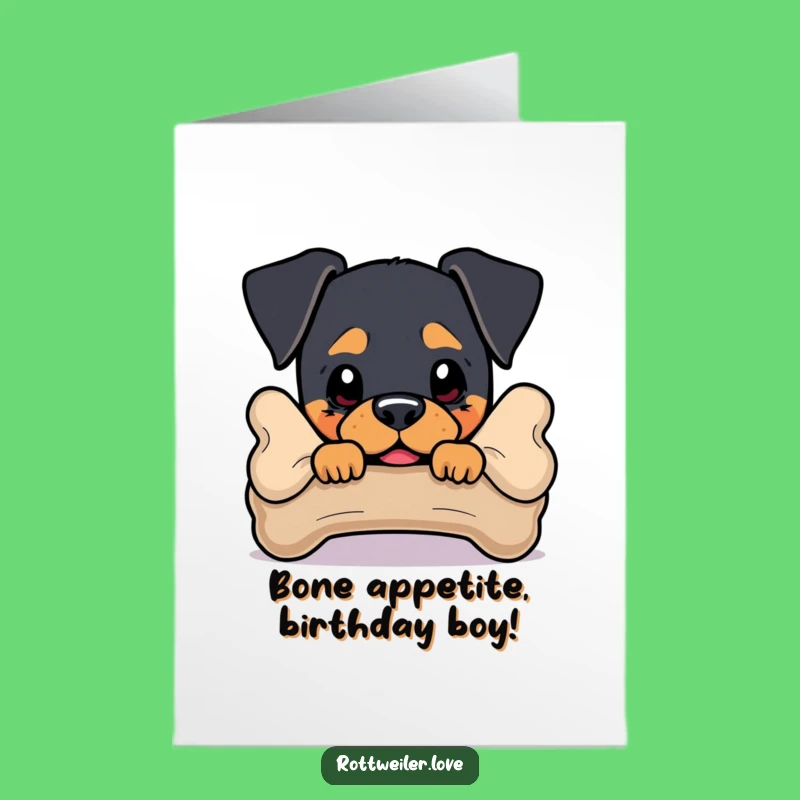 Free Printable Birthday Card: Cheeky Rottweiler Bone Hide & Seek for Fun