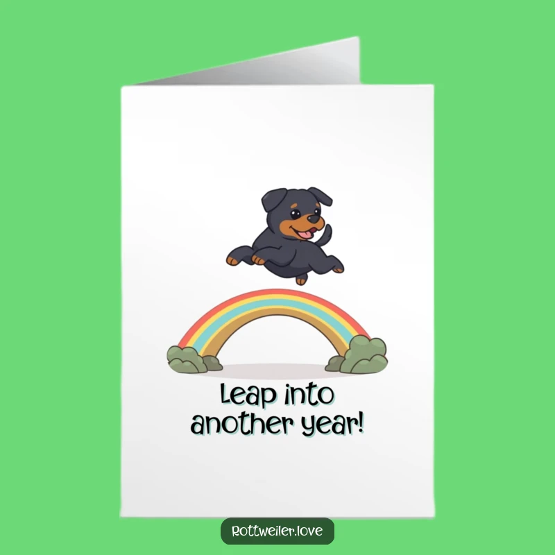 Free Printable Rottweiler Birthday Card: Leaping Pup Celebrates Your Special Day!