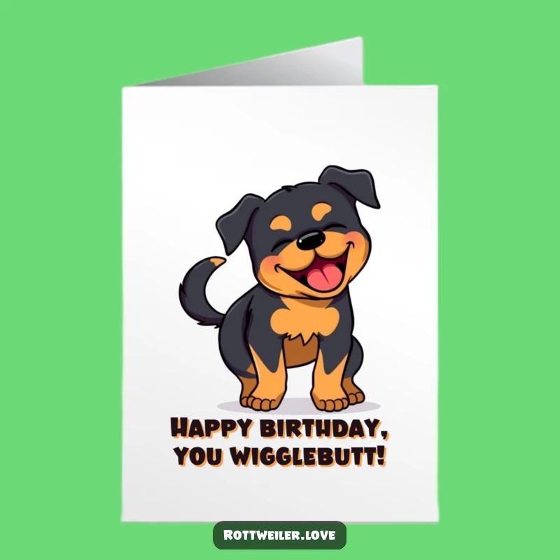 Free Printable Birthday Card: Happy Rottweiler Wiggle - Downloadable Joy!