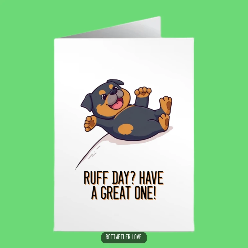 Funny Free Printable Rottweiler Birthday Card: Dog Slide, Paws Up, Hilarious Downloadable Gift