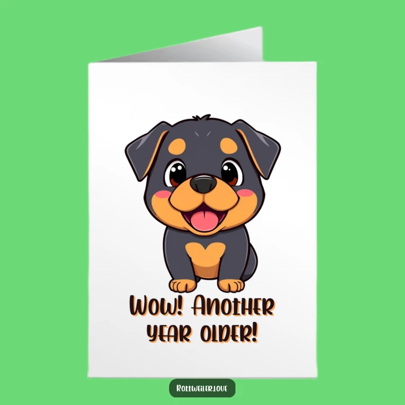 Free Printable Birthday Card: Surprised Kawaii Rottweiler, Hilarious Downloadable Gift