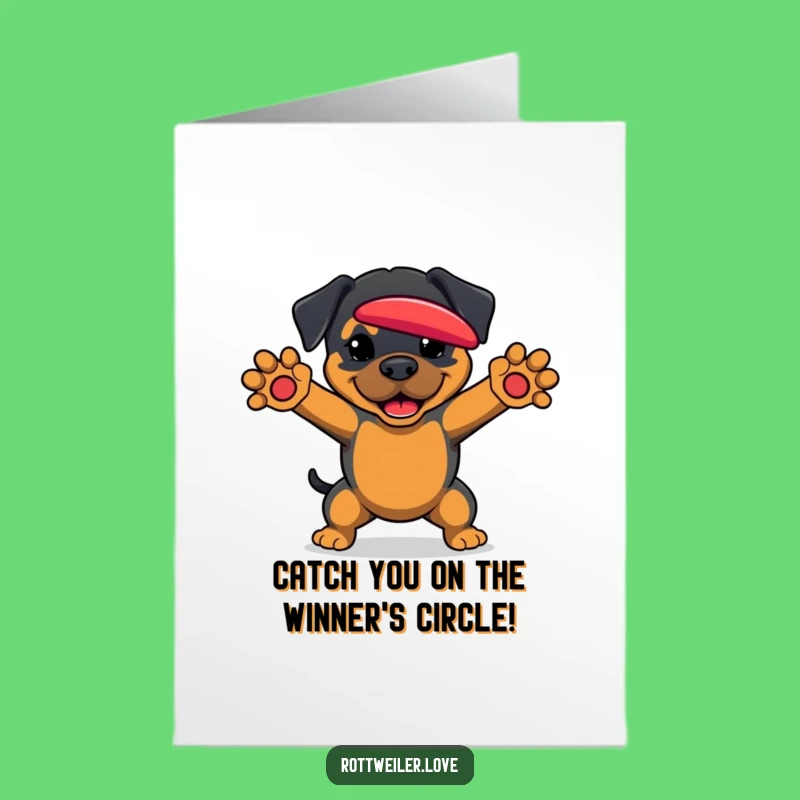 Free Printable Congrats Card: Rottweiler Frisbee Catch for Your Victory