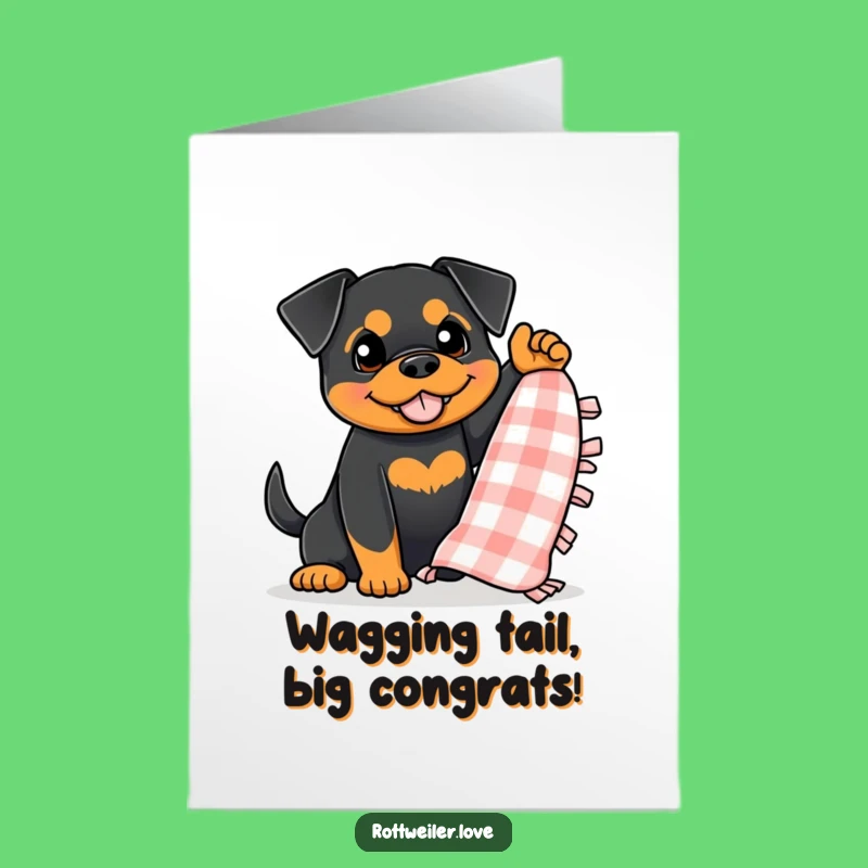 Free Printable Congrats Card: Blanket Rottweiler, Cheerful Downloadable Gift for Wins