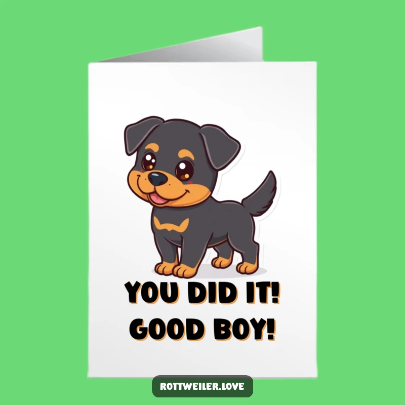 Free Printable Congrats Card: Joyful Rottweiler Wagging Tail for Big Wins