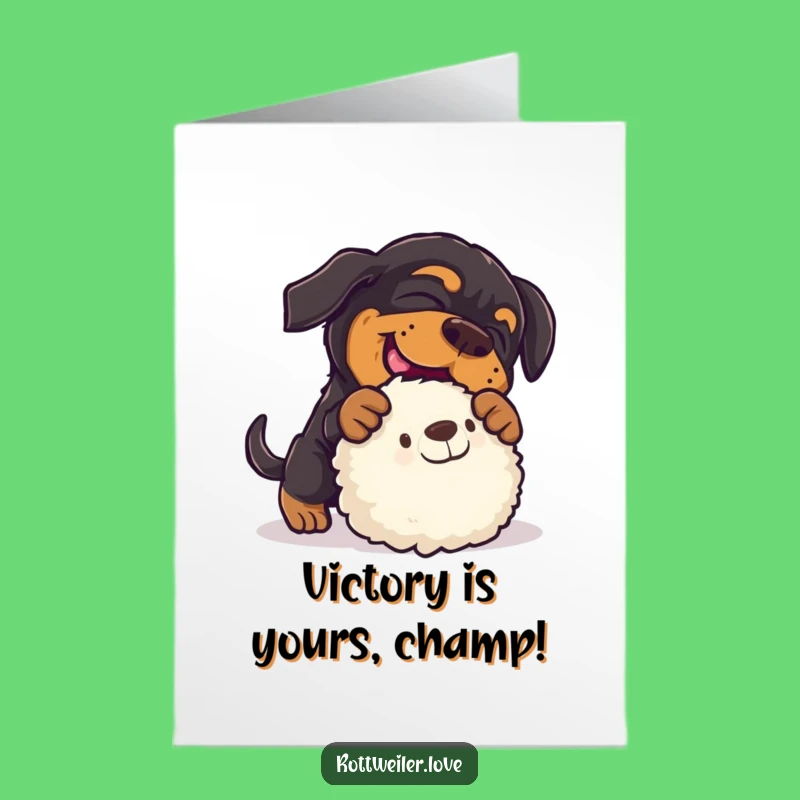Free Printable Congrats Card: Playful Rottweiler, Funny Downloadable Gift