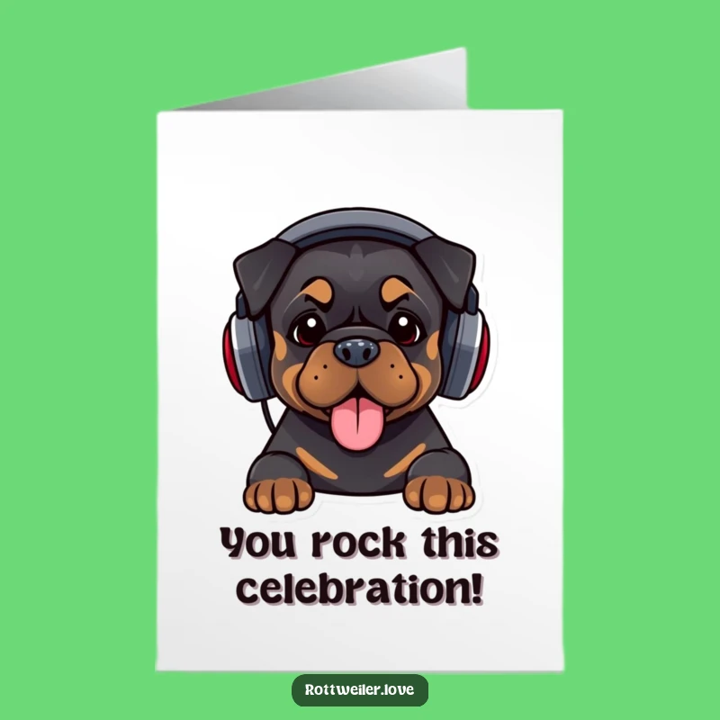 Free Printable DJ Rottweiler Congratulations Card: Funny Downloadable Art for a Winning Beat