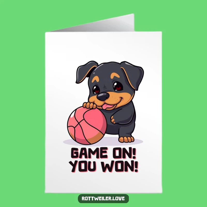 Congrats Rottweiler Free Printable Card: Ball Nudge Celebration Downloadable Gift