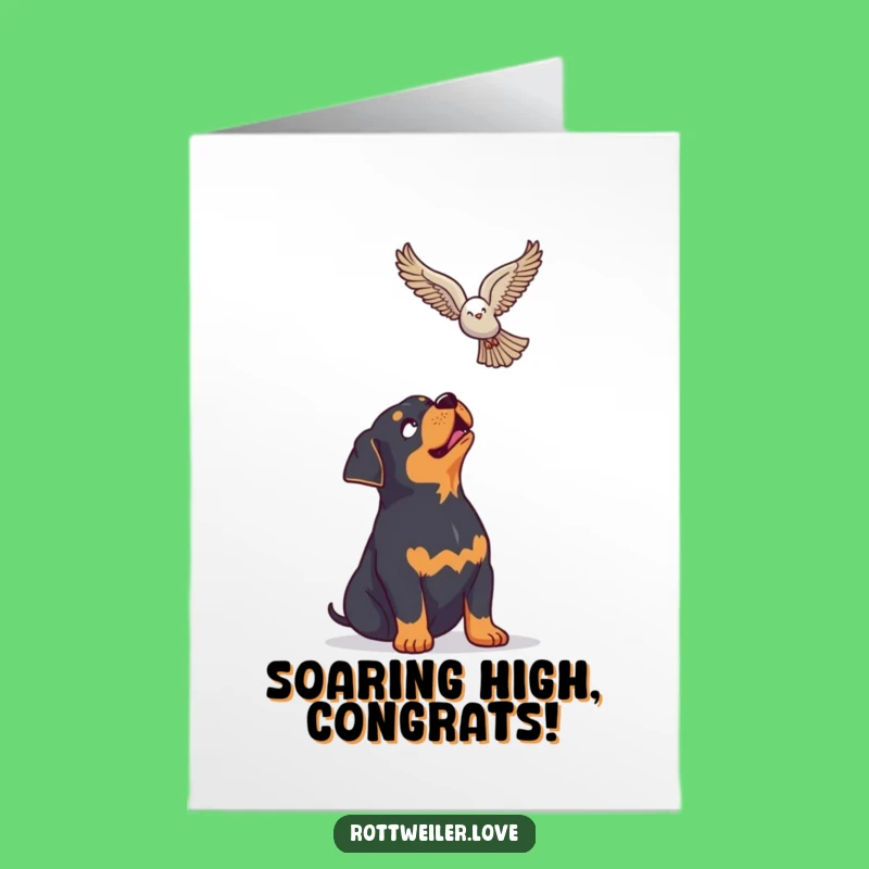 Free Printable Congrats Card: Eager Rottweiler, Unique Downloadable Gift for Achievements