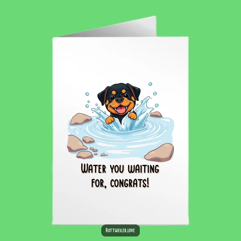 Free Printable Congrats Card: Splashy Rottweiler, Fun Downloadable Gift for Celebrations