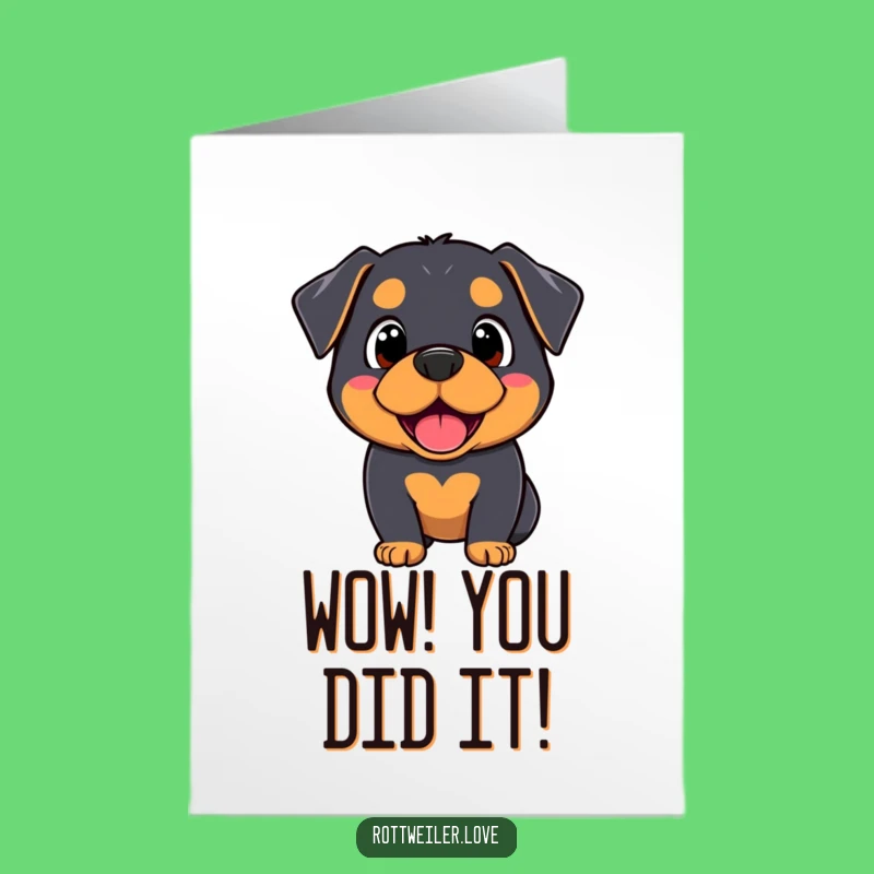Free Printable Congrats Card: Surprised Kawaii Rottweiler, Perfect Downloadable Gift