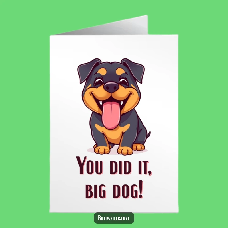 Free Printable Kawaii Rottweiler Grin Congrats Card: Joyful Success!