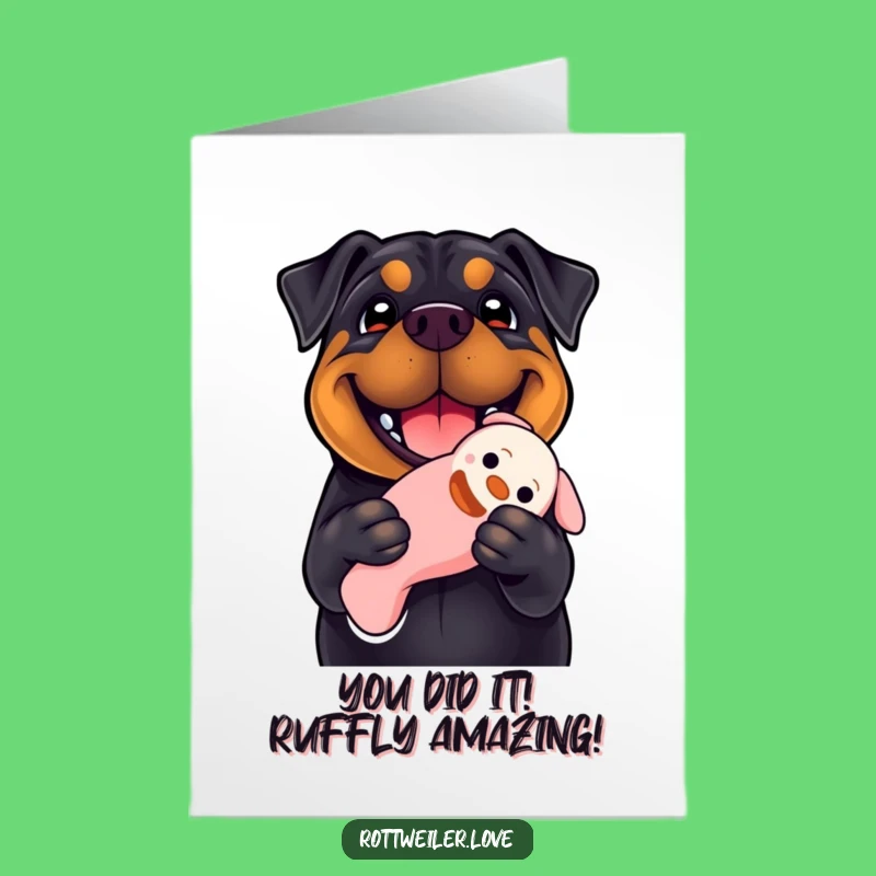 Free Printable Congrats Card: Happy Rottweiler Celebrate!
