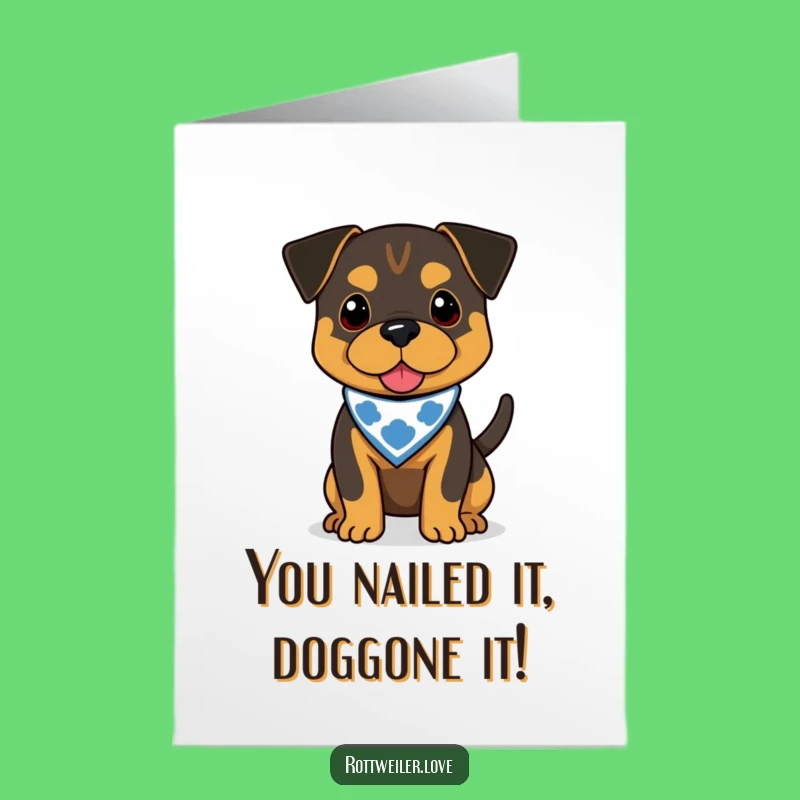 Free Printable Rottweiler Congrats Card: Funny Dog Bandana Cheer, Downloadable