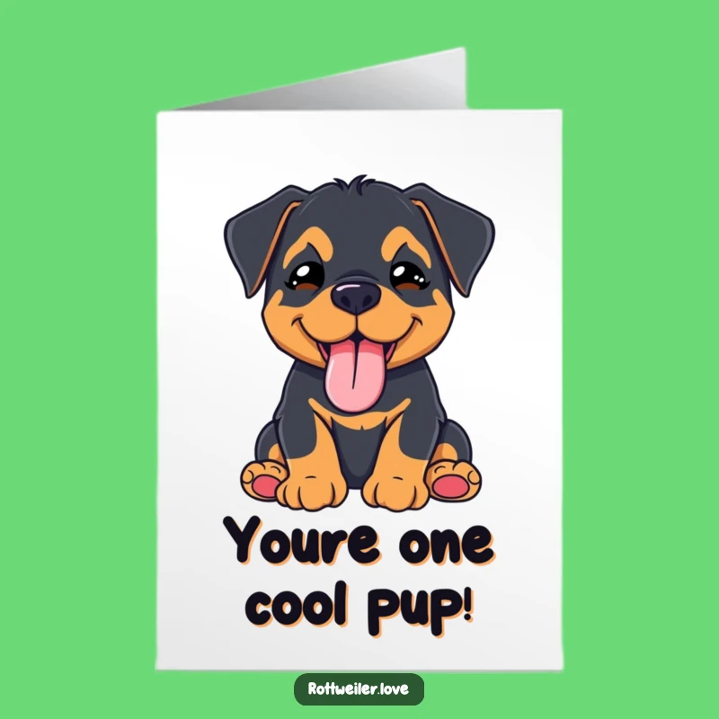 Free Printable Congrats Card: Kawaii Rottweiler's Wink - Funny Downloadable Puppy Greeting