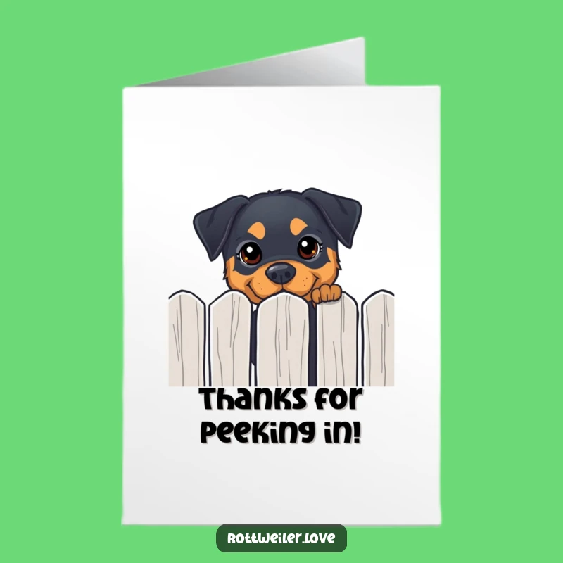 Free Printable Rottweiler Thank You Card: Curious Peek, Grateful Dog Download