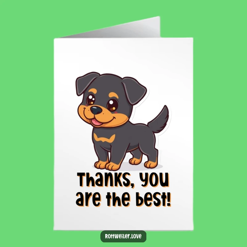 Free Printable Thank You Card: Grateful Rottweiler Wagging Tail for Your Kindness