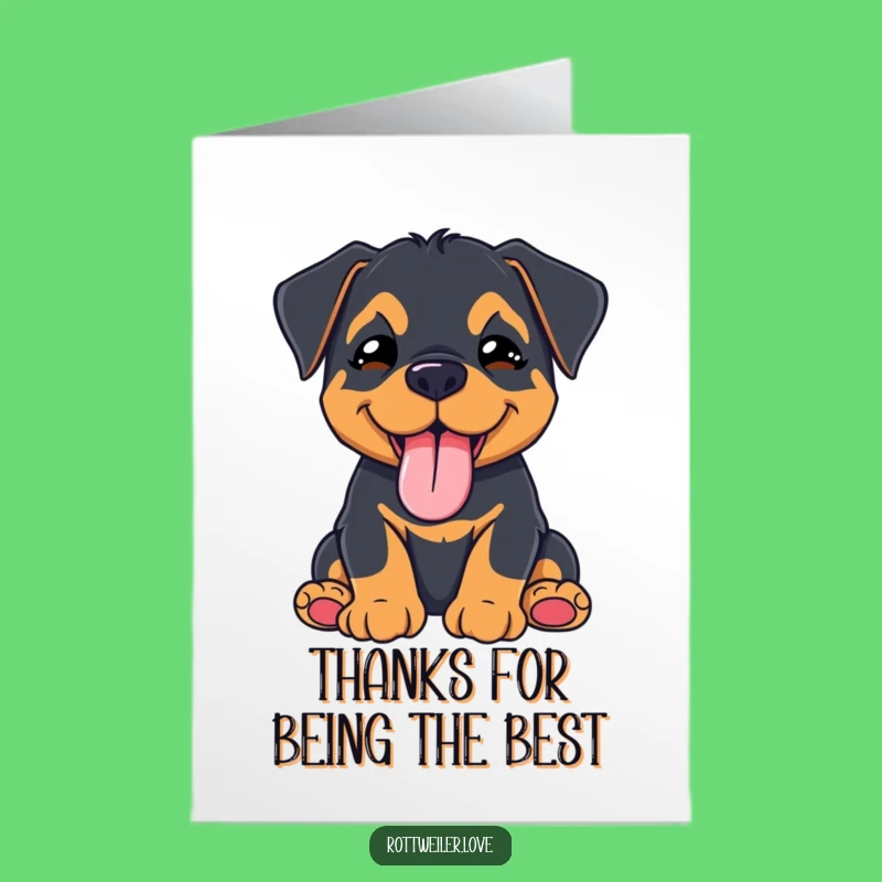 Free Printable Thank You Card: Kawaii Rottweiler's Wink - Funny Downloadable Puppy Gift