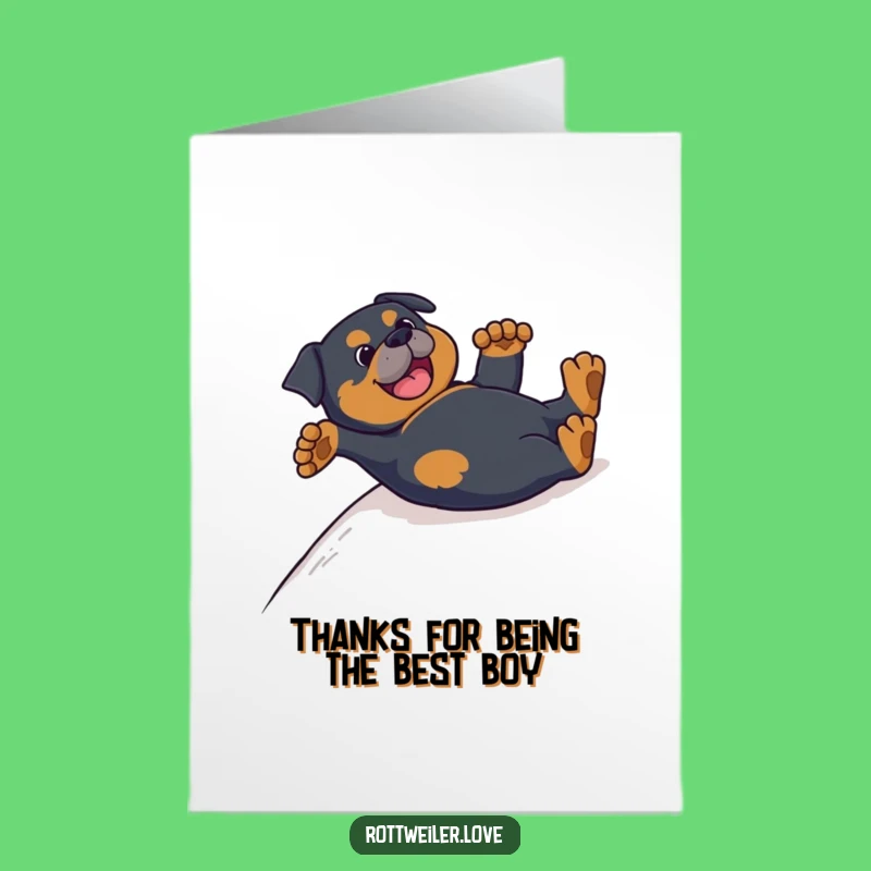Funny Free Printable Rottweiler Thank You Card: Dog Slide, Paws UP, Downloadable Gift