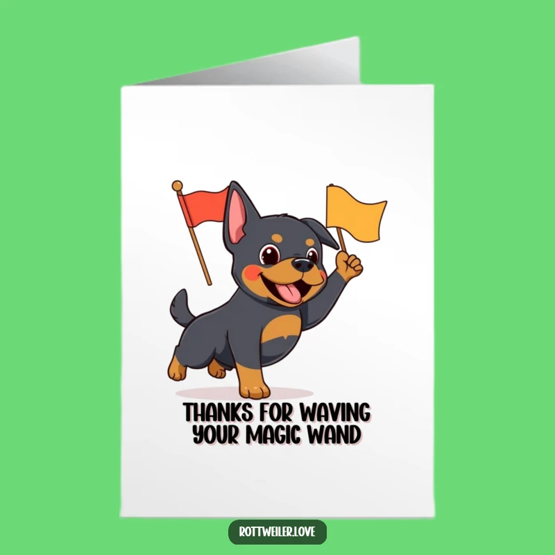 Funny Free Printable Rottweiler Thank You Card: Waving Flag, Dog Thanks, Downloadable Gift