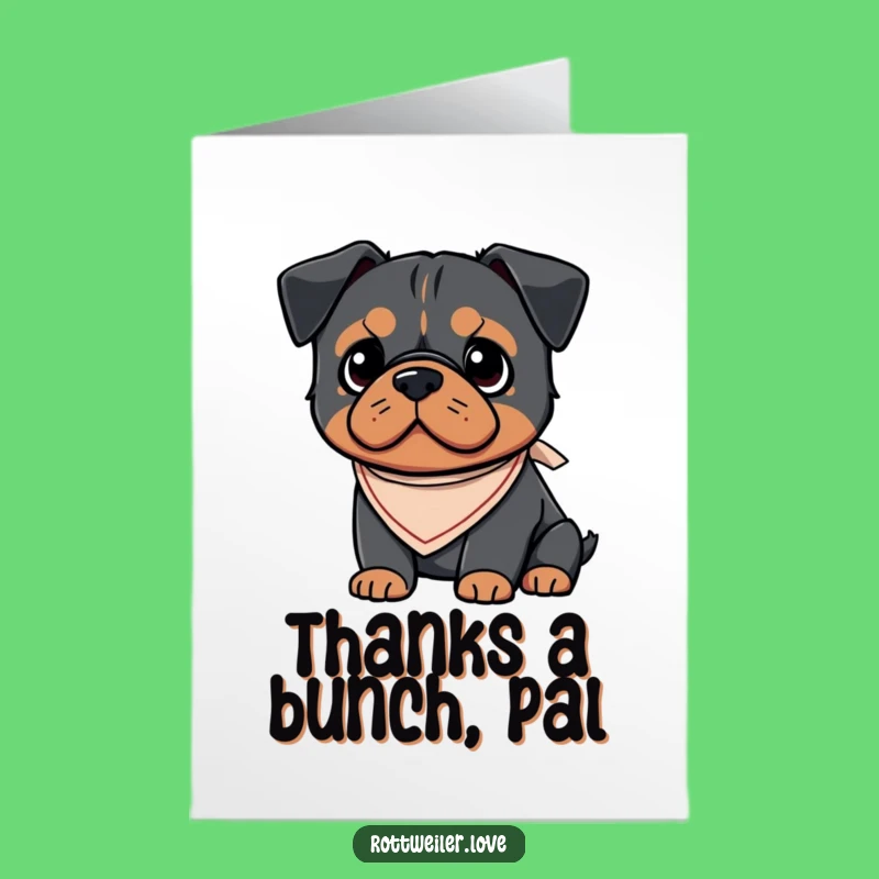 Free Printable Kawaii Rottweiler Thank You Card: Cute Bandana Downloadable Gift