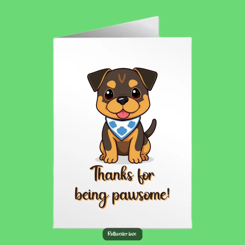 Free Printable Rottweiler Thank You Card: Adorable Dog Bandana, Download