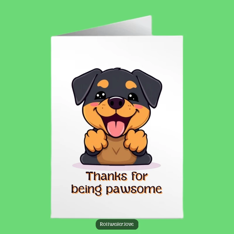 Free Printable Kawaii Rottweiler Thank You Card: Happy Woofs of Thanks!