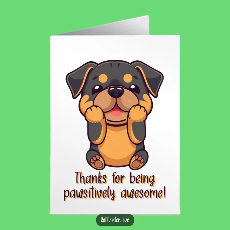 Free Printable Rottweiler Thank You Card: Playful Bow for Your Kindness!