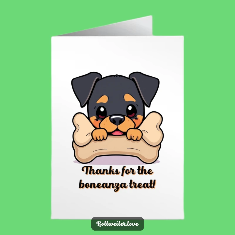 Free Printable Thank You Card: Rottweiler Bone Surprise for Your Gratitude