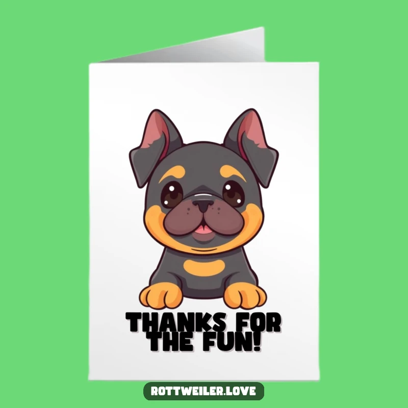 Free Printable Kawaii Rottweiler Thank You Card: Ears Perked Fun Downloadable Gift