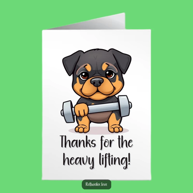 Free Printable Fitness Rottweiler Thank You Card: Funny Downloadable Art for a Strong Effort