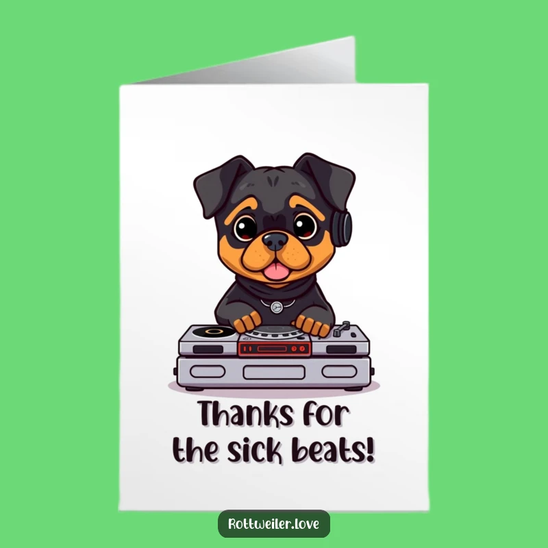 Free Printable Thank You Card: Grateful Rottweiler DJ Dropping Beats of Thanks