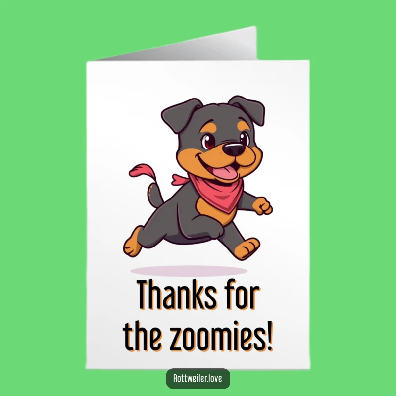 Free Printable Thank You Card: Speedy Rottweiler in Bandana Says Thanks with Gusto