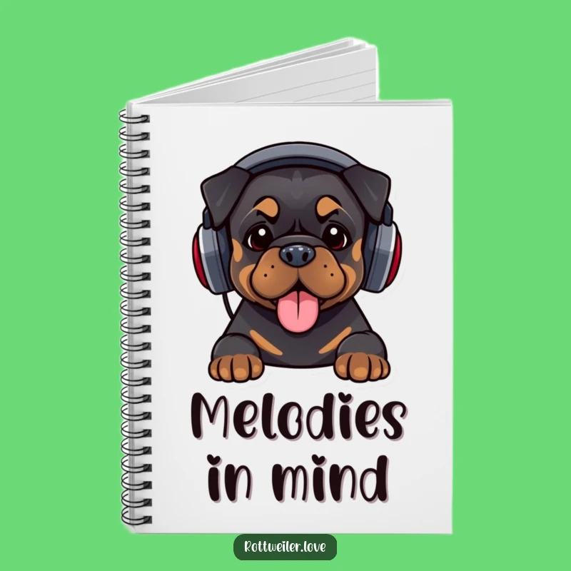 Funny DJ Rottweiler Notebook: Jot Down Beats with Headphones, Gift