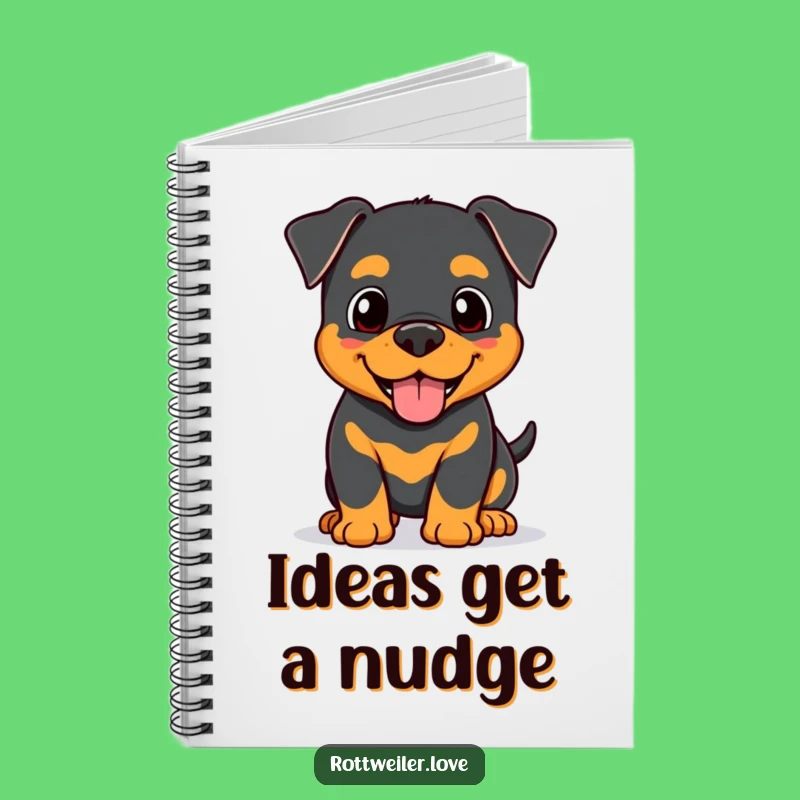 Funny Kawaii Rottweiler Nudge Notebook, Affectionate Dog Journal, Happy Pup Diary