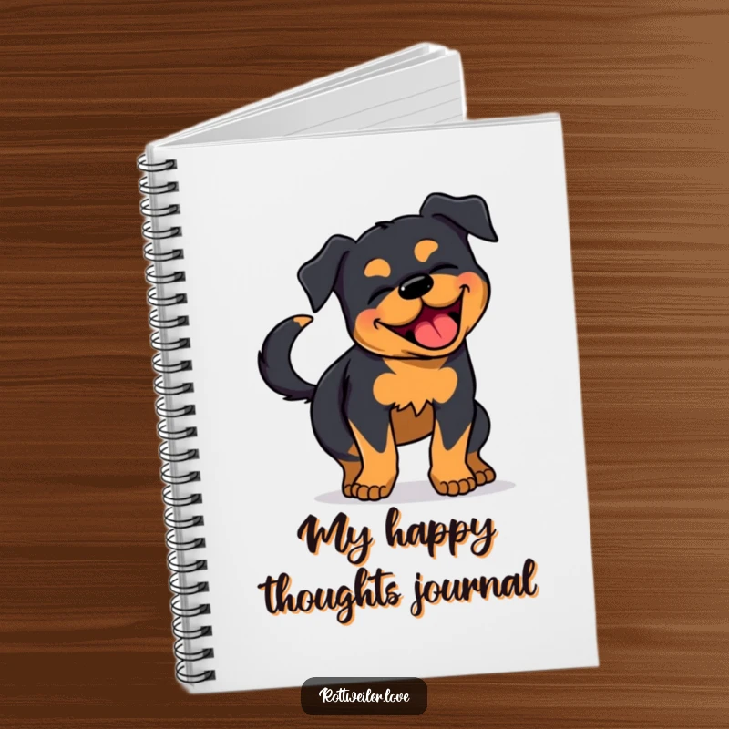 Funny Rottweiler Notebook: A notebook with a funny Rottweiler design, wiggling with joy and its tail wagging.