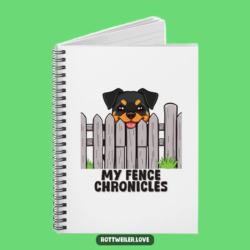Funny Rottweiler Cheeky Grin Fence Notebook - Guard Your Thoughts Gift