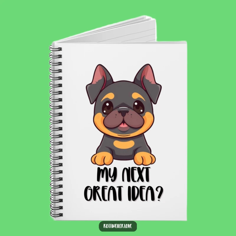 Funny Kawaii Rottweiler Alert Notebook, Curious Dog Journal, Excited Pup Diary