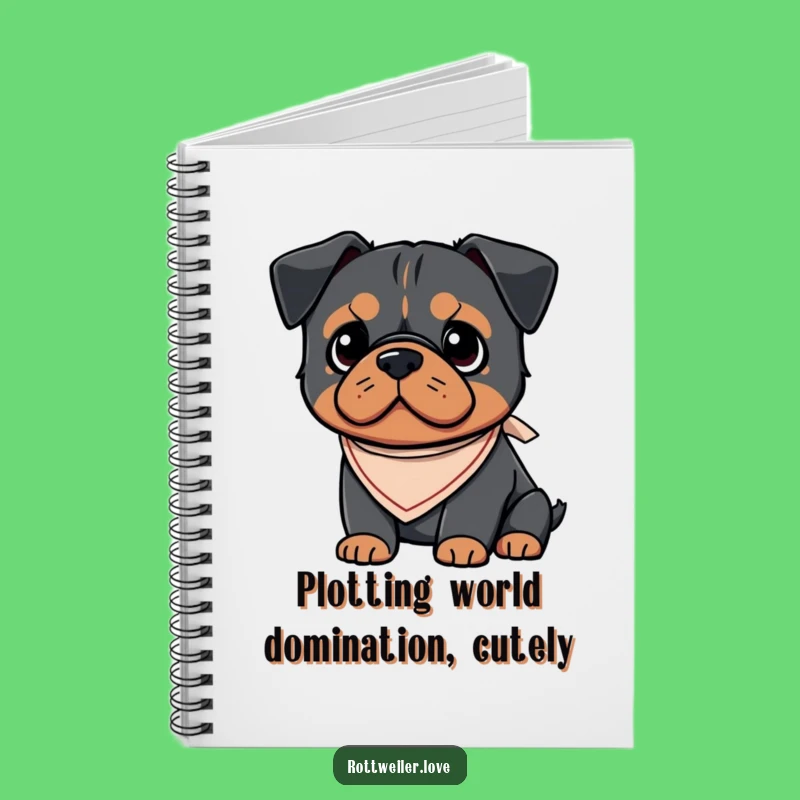 Funny Kawaii Rottweiler Bandana Notebook, Cute Dog Journal, Puppy Diary Gift