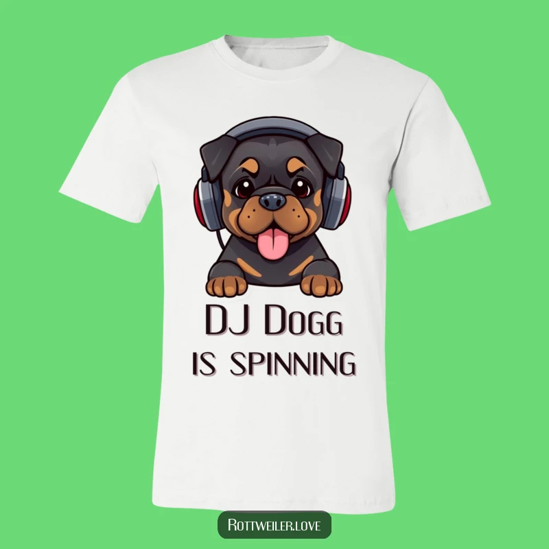 Funny DJ Rottweiler T-Shirt: Head-Bop Beat Tee, Hilarious Music Gift