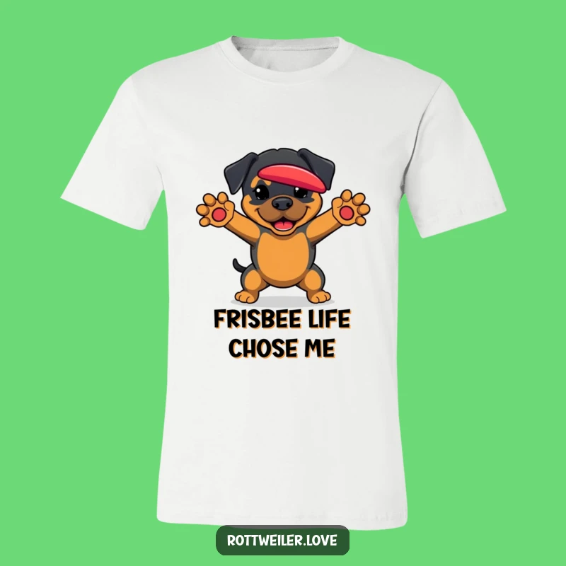 Funny Rottweiler T-Shirt: Athletic Dog Gift Catching Frisbee