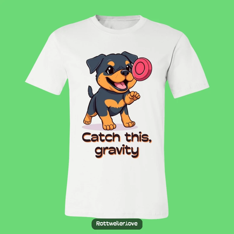 Funny Rottweiler Frisbee T-Shirt: Hilarious Determined Dog Graphic Tee for Ultimate Fun