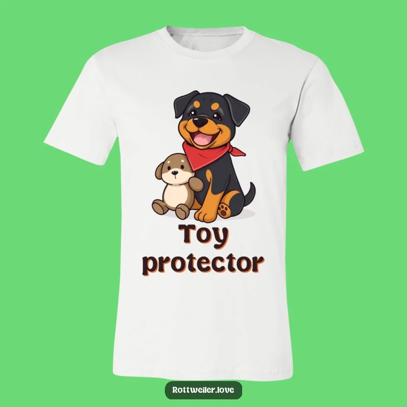 Funny Rottweiler Guard T-Shirt: Joyful Dog with Bandana Graphic
