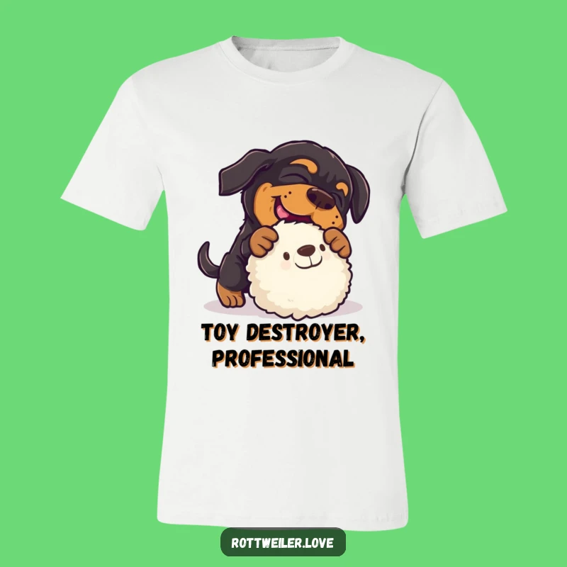 Funny Rottweiler Pounce T-Shirt: Playful Dog Toy Chase, Comical Gift!