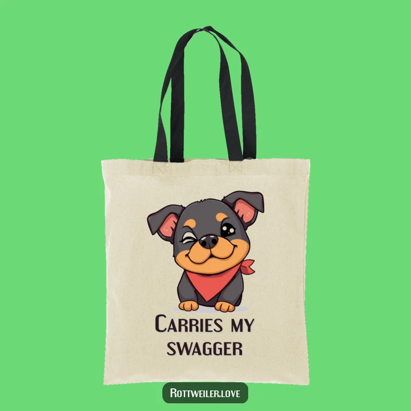 Funny Rottweiler Tote Bag: Wink, Silly Bandana, Chic Accessory!