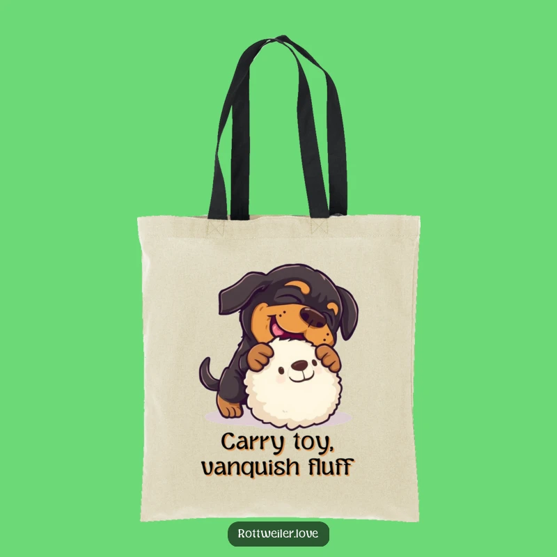 Funny Rottweiler Pounce Tote Bag: Playful Dog Toy Carrier, Groovy Gift!