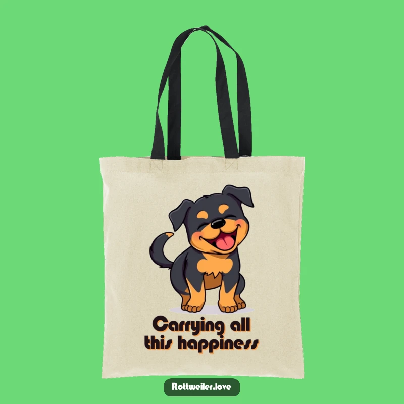 Funny Rottweiler Tote Bag - Joyful Wiggling Dog Accessory - Cute Gift