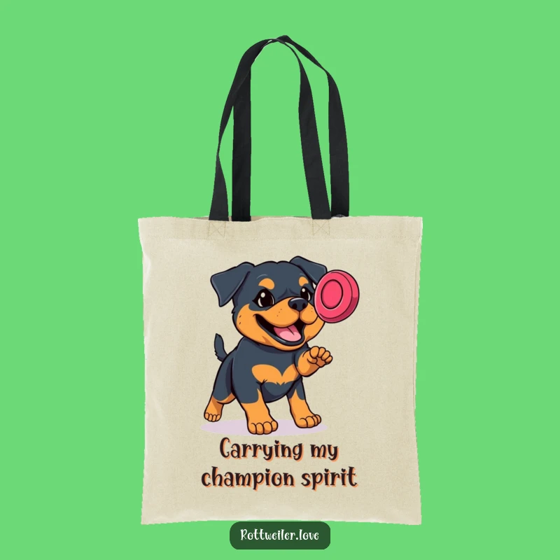 Funny Rottweiler Frisbee Tote Bag: Durable and Hilarious Determined Dog Carry-All